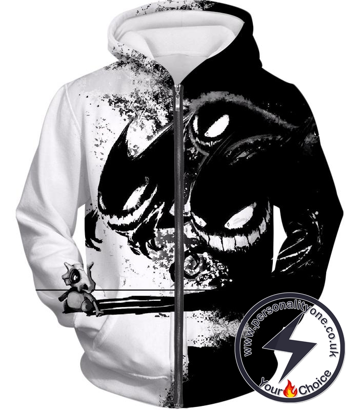 Pokemon Ghost Pokemon Trio Haunter Gengar and Ghastly Cool Zip Up Hoodie